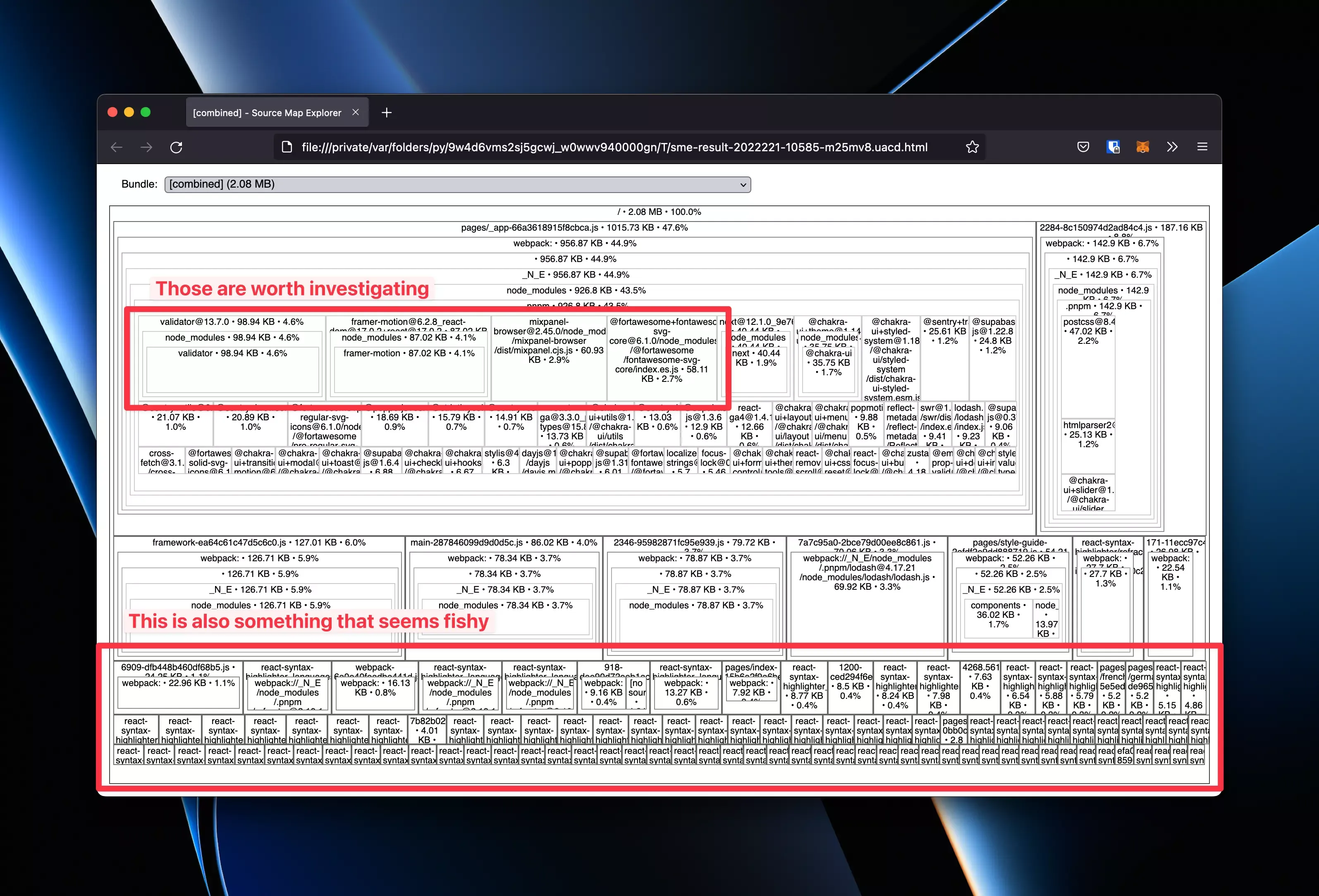 Bundle analysis will highlight heavy dependencies Bundle analysis will highlight heavy dependencies