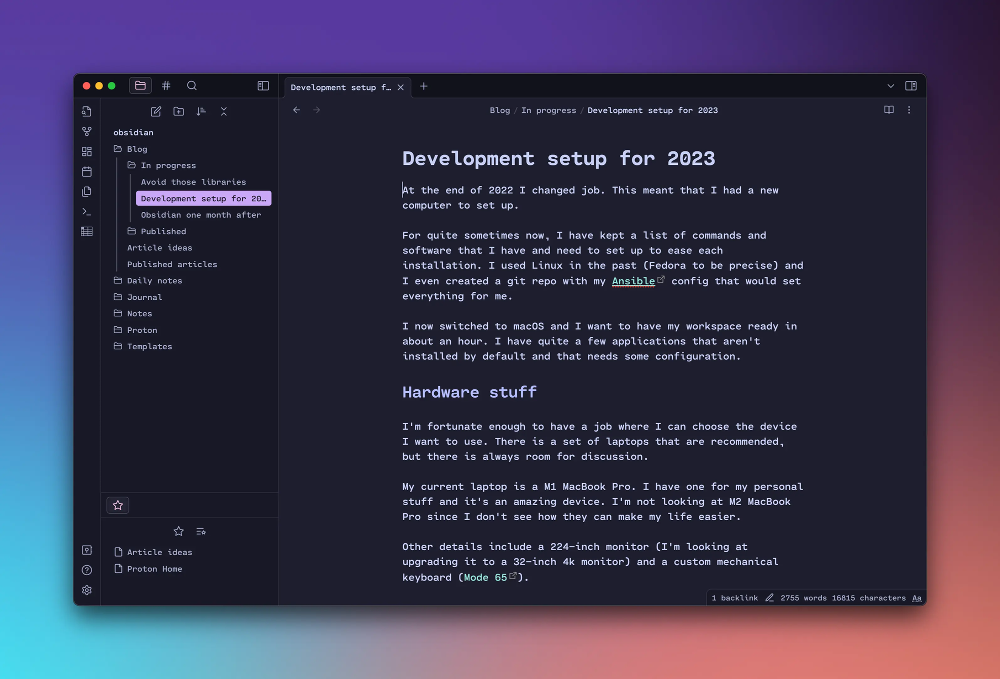 My 2023 Minimalistic Web Dev Setup